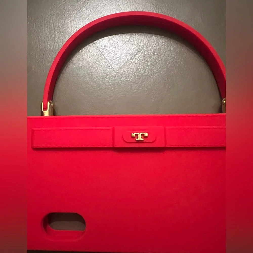 Tory Burch Red Phone Case with Gold Accents